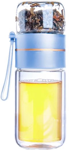 Stiklinis kelioninis arbatos buteliukas Toro iš dvigubo borosilikatinio stiklo 165 + 90 ml