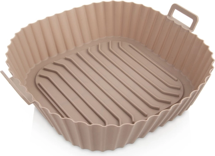Silikoninis įdėklinis krepšelis karšto oro gruzdintuvei 22 cm – smėlio spalvos