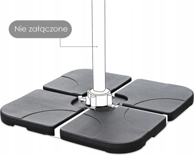 Juodas kvadratinis sodo skėčio pagrindas, 4 dalių, pildomas, iki 80 kg