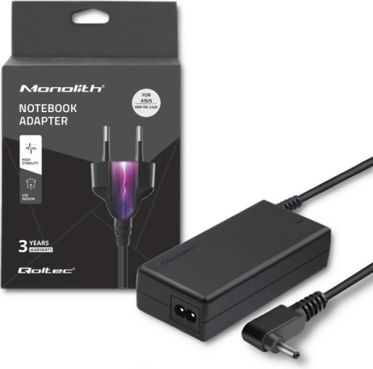 Power adapter for ASUS 65 W, 19 V, 3.42 A, connector 4.0 × 1.35 mm + power cable