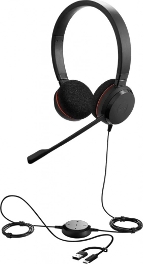 Professional Headphones Evolve 20 SE USB-A and USB-C Stereo for Versatile Chatting and Listening