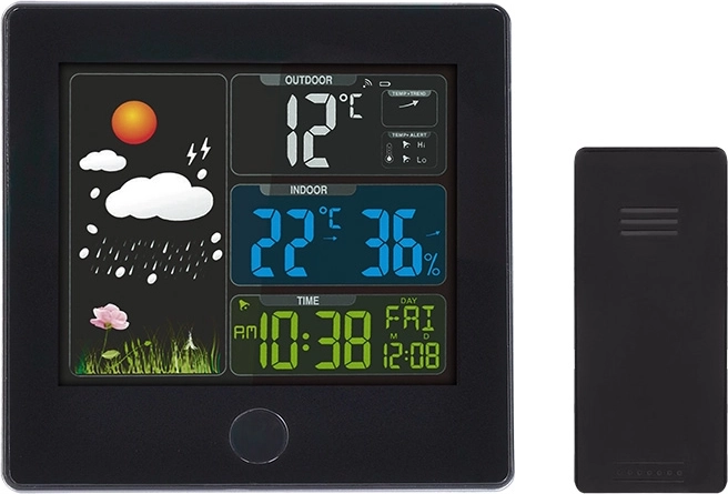 Solight meteorologinė stotelė su spalvotu LCD ekranu ir belaidžiu jutikliu, juoda