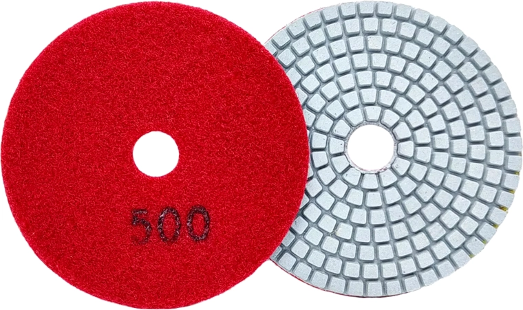Set of 10 Diamond Polishing Discs 80 mm for Porcelain Stoneware and Tiles, Dry and Wet, Hook-and-Loop, Grit 500