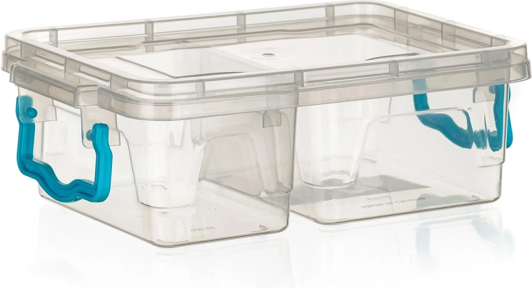 GEMA divided rectangular container 0.4 + 0.6 l with turquoise handles