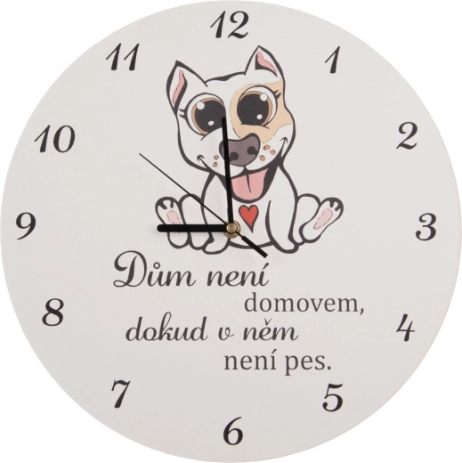 DOG HOME Wall Clock, White, 34 cm