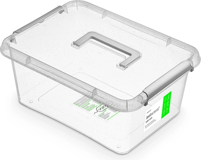 Antibacterial storage box with lid and handle, 12.5 L