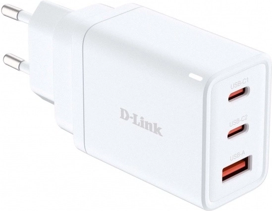 D-Link GaN Charger 65 W, 2× USB-C and 1× USB-A