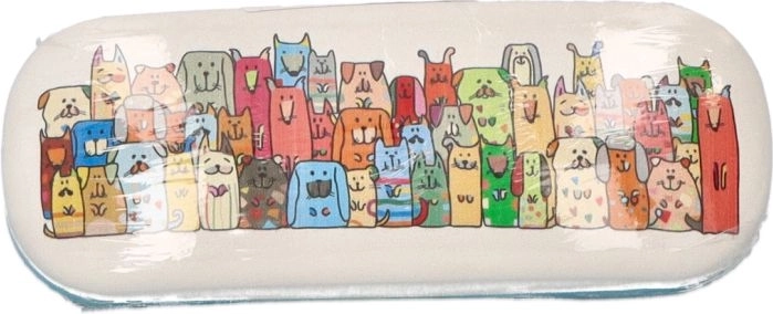 Akinių dėklas „Stay Pawsitive“ su šunų motyvu, vandeniui atsparus PVC