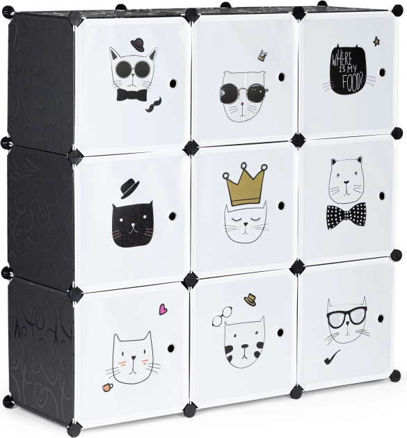 Children’s modular cabinet with 9 cubes with cat motifs modernhome
