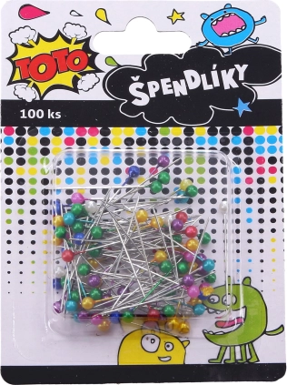 Spalvotos smeigtukės su galvutėmis 100 vnt.