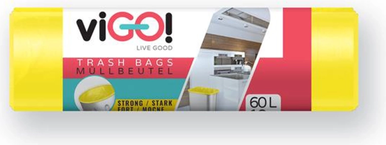 LDPE šiukšlių maišai 60 l geltoni 60 × 80 cm (10 vnt.) VIGO