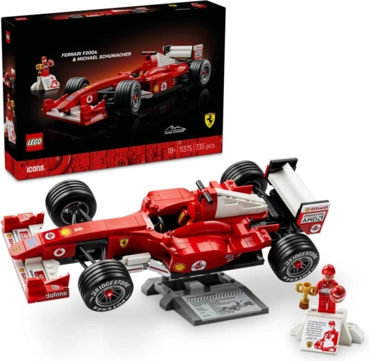 Lego Icons Ferrari F2004 ir Michael Schumacher konstruktorius