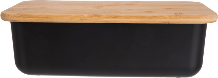 Black bread box with bamboo lid 40 × 23 × 13 cm