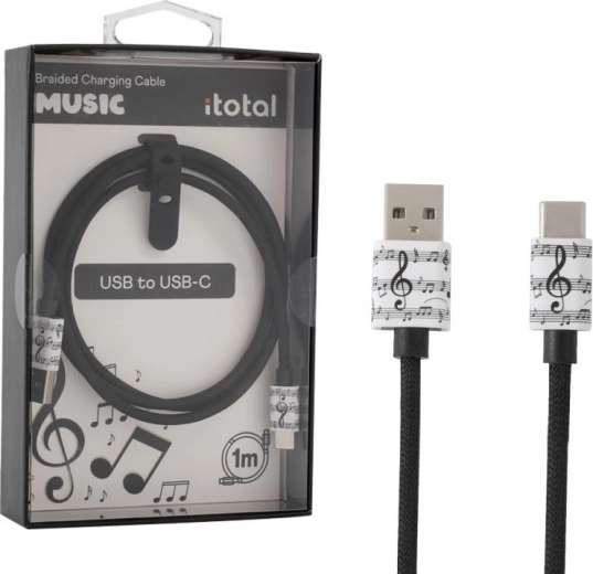USB‑C įkrovimo laidas su muzikiniu motyvu