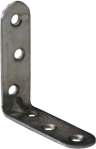 Mounting angle bracket with rib 60 × 18 × 2 mm, white zinc-plated, 15 pcs