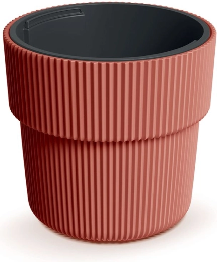 Planter with insert 39 cm, copper-toned plastic design MILLY