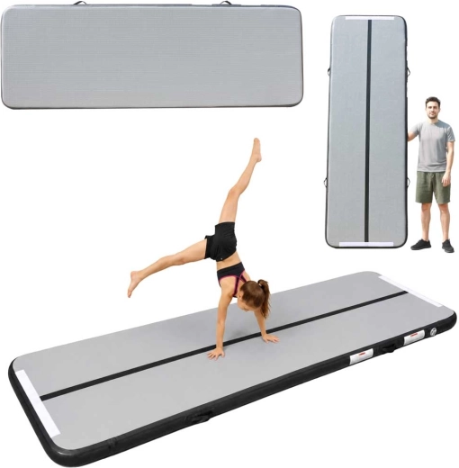 Air track inflatable gymnastics mat 300 × 100 × 10 cm, grey