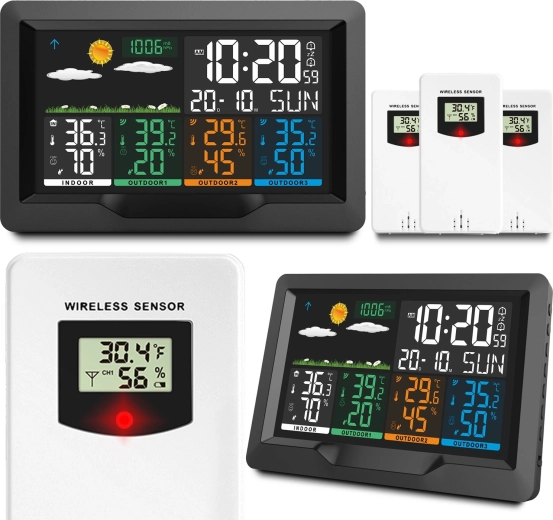 Wireless weather station with color display and 3 sensors BD-904 black