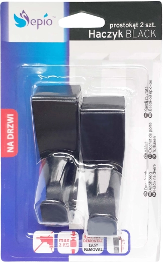 Stainless steel drawer hook, black, 2 pcs