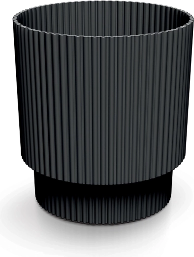 Milly Planter 16.8 cm, coal – modern plastic cover with grooving