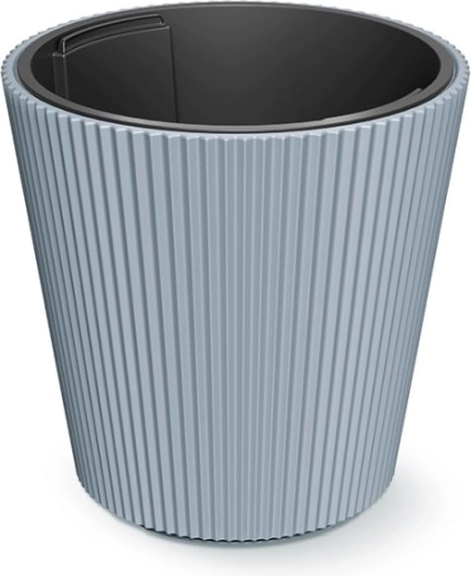 Milly Planter with Insert 39 cm – light grey plastic flower pot