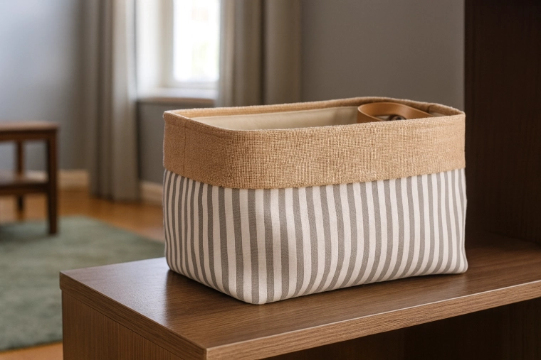 Textile storage basket with stripes 25 × 35 × 22 cm