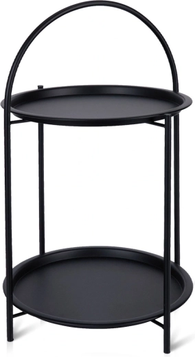 Juodas metalinis apvalus šoninis staliukas 40 × 40 × 66 cm