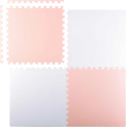 Ricokids putplasčio dėlionės kilimėlis 60 × 60 cm, 4 vnt. (persikinė balta)