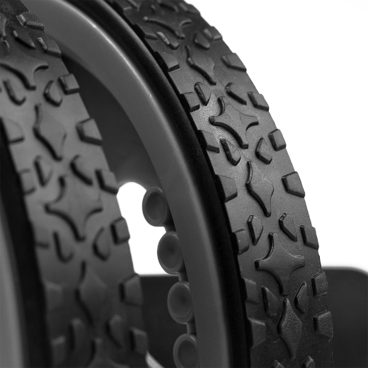 Non-slip surface on wheels and handles
