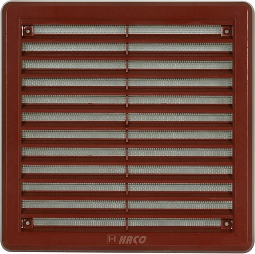 Vėdinimo grotelės su tinkleliu 200 × 200 mm, rudos
