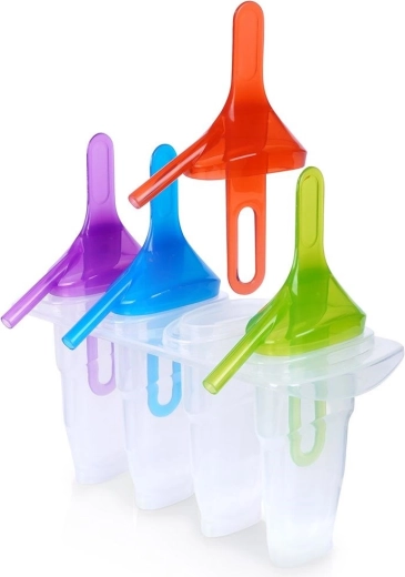 Popsicle Mold Set, 4 pcs with colorful BPA-free handles