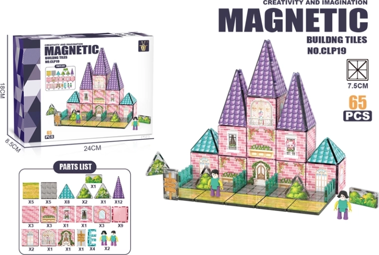 Magnetic Building Set Castle – 65 Pieces