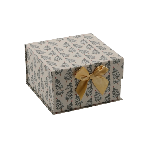 Kalėdinė dovanų dėžutė su auksiniu kaspinu 17 × 17 × 9 cm – 1 vnt.