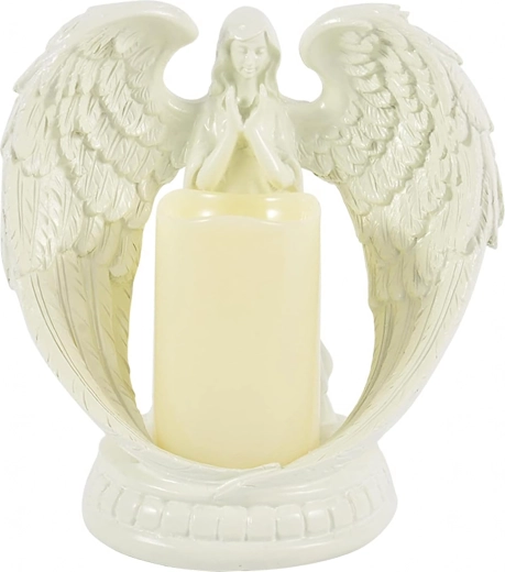 Dekoratyvinis LED angelas su žvake – figūrėlė ir žvakidė 21 cm