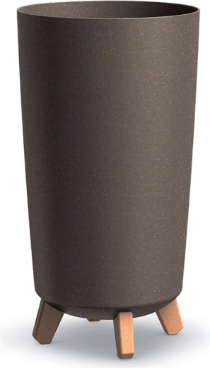 Tubus Slim Eco Wood Planter, coffee color, 19.5 × 36.5 cm