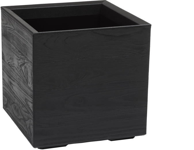 Lamela Karo planter from recycled plastic, black, 40 × 40 × 40 cm