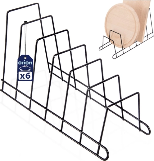 Clear, vertical storage for up to 6 items