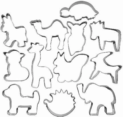Set of Stainless Steel Cookie Cutters – Animals, 12 pcs