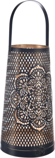 Metalinis žvakidė Mandala juodai auksinė 30 cm