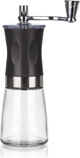 Rankinis kavos malūnėlis Culinaria su keraminiu malimu, 19 cm, stiklas / juodas
