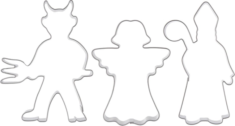 Set of stainless steel cookie cutters Angel, Devil and Saint Nicholas – 3 pcs