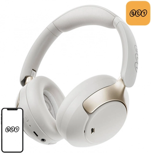 QCY H3 Pro belaidės viršaus ausines (over-ear) su ANC – baltos