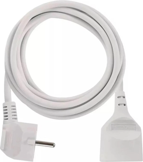 Extension Power Cord 5 m with 1 Socket, White