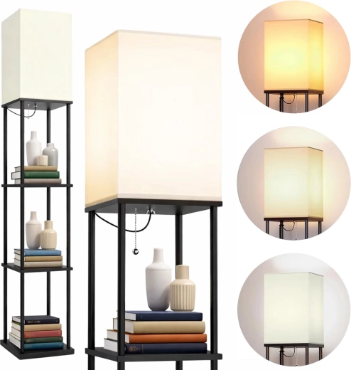 Renew Force Floor Lamp with Shelves 160 cm (3 shelves, LED E27 with 3 light colors)