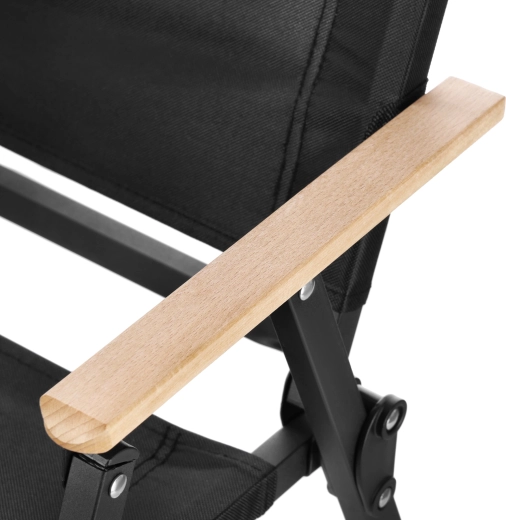 Stylish wooden armrests and easy folding