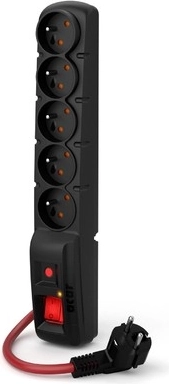 Extension surge-protected power strip Acar F5 Power 1.5 m, 5 sockets, 16 A, black