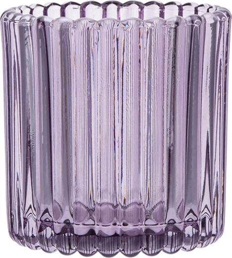 Purple glass candle holder 7.5 × 7.5 × 7.5 cm