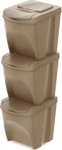Rūšiavimo dėžių rinkinys Sortibox Eco Wood 3×25 l, Naturo