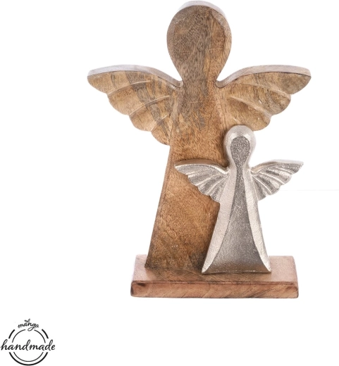 Angelas iš mango medienos su metaline detale 32,5 cm
