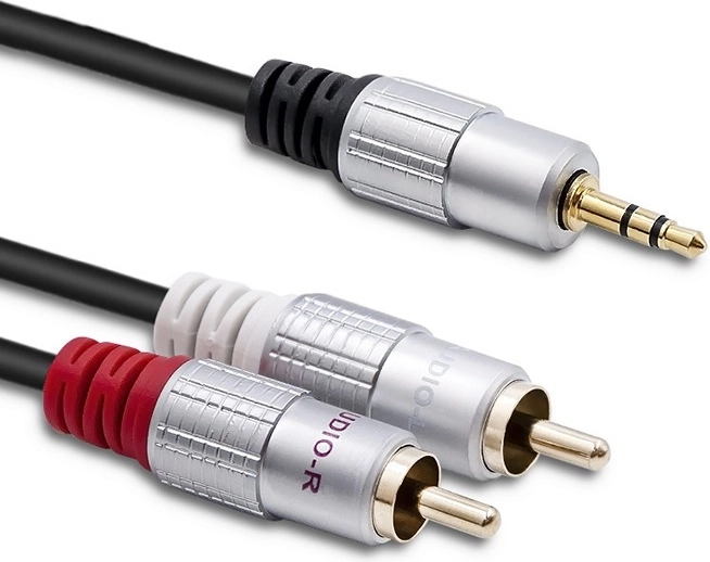 Kabelis 2xRCA į 3,5 mm Jack, 1 m, juodas
